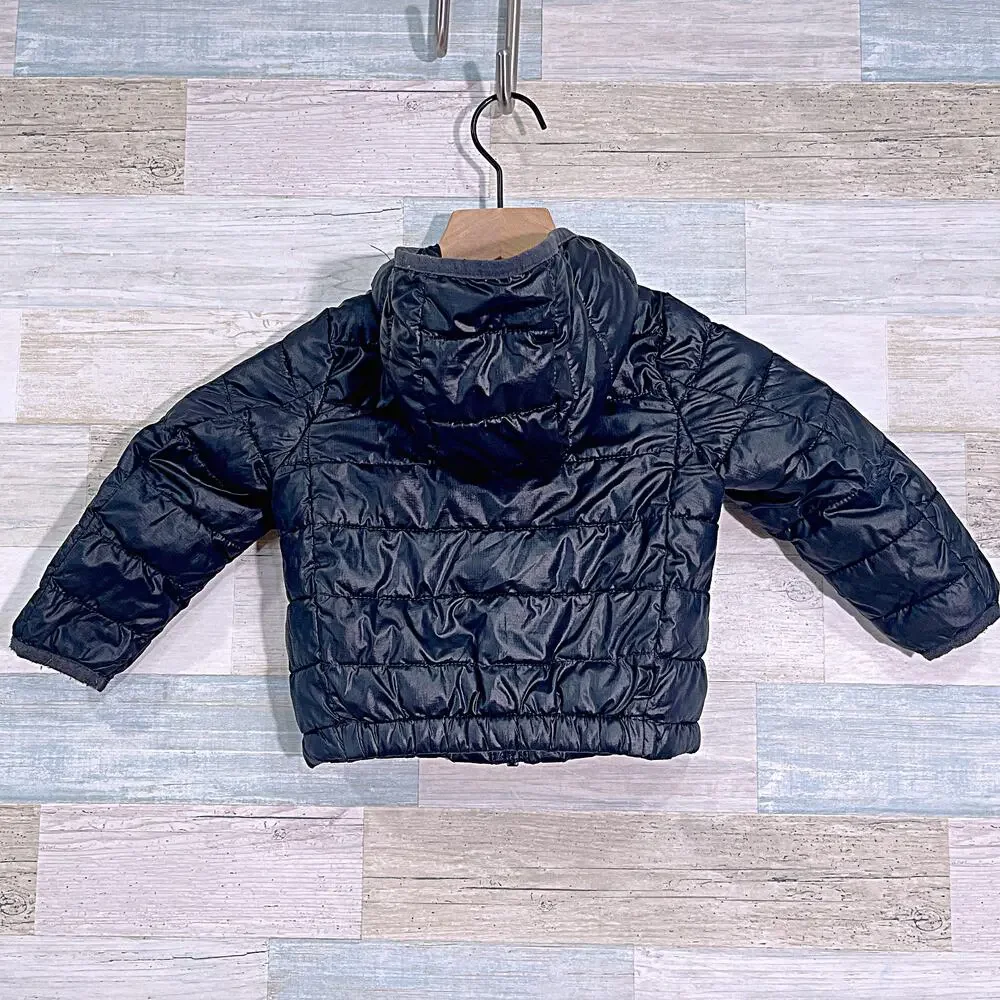 Primary Lightweight Hooded Puffer Jacket Black Full Zip Baby Toddler 12-18M